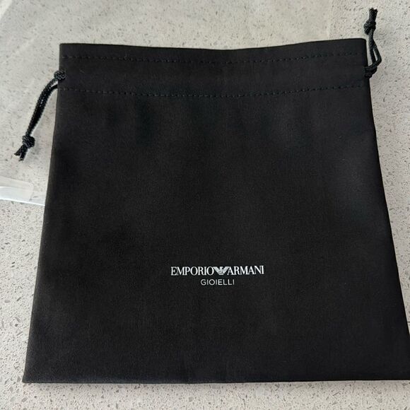 NWT Emporio Armani Gioielli Pouch Back 8x8 Drawstring Darkest Brown Bag - Picture 1 of 9